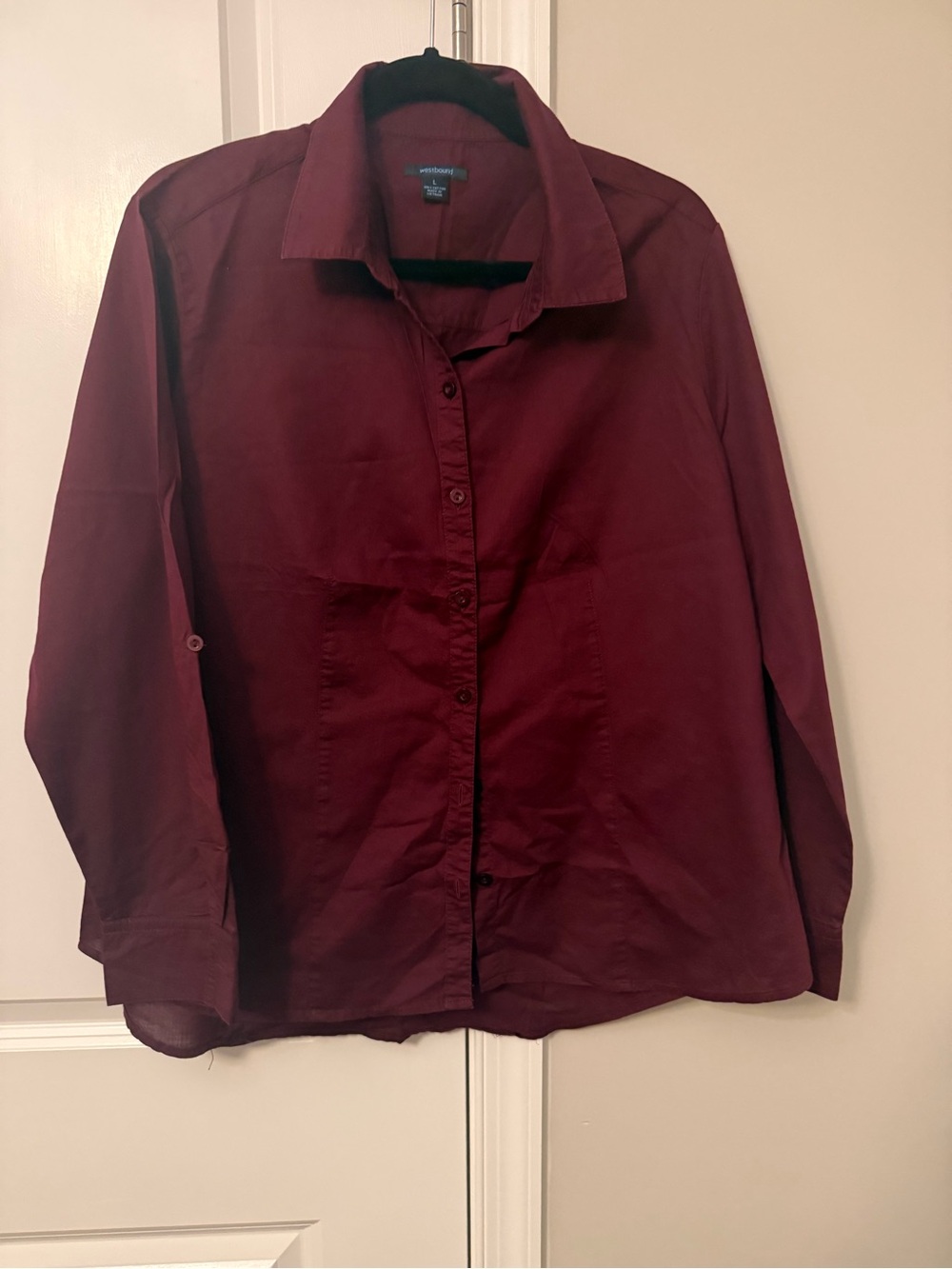 Westbound Women's Burgundy Button-Front Blouse